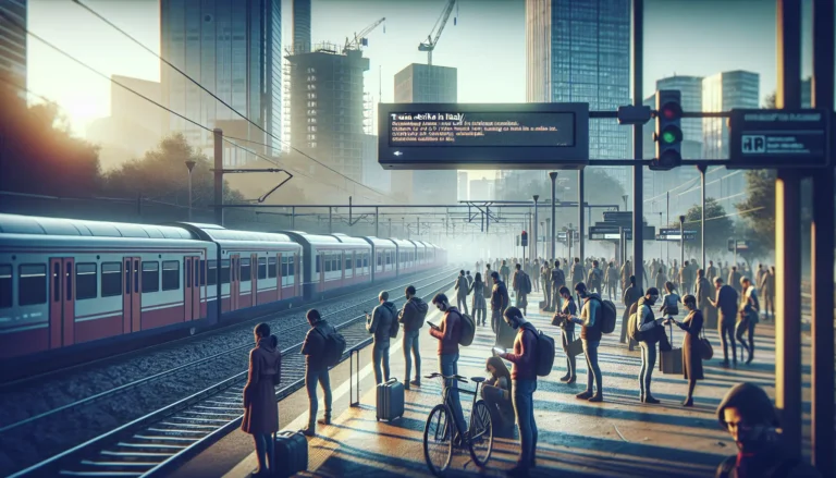 Pendolari in attesa alla stazione durante uno sciopero dei treni