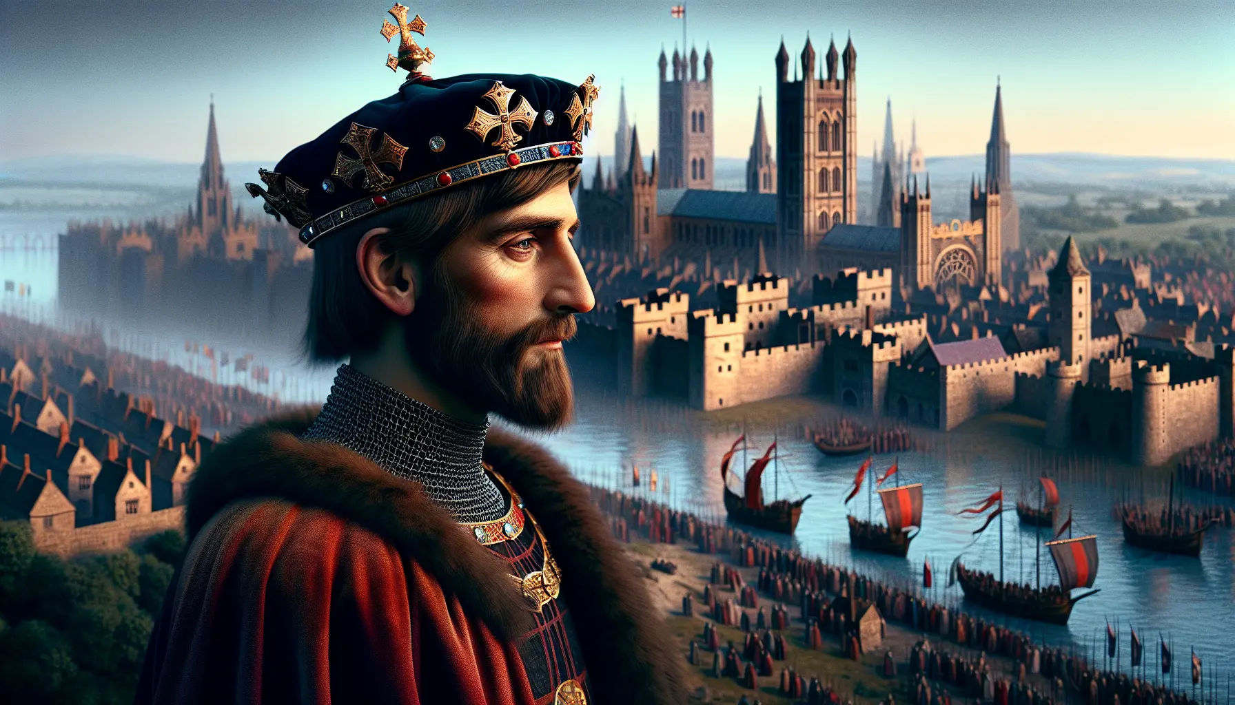 Ritratto di Edoardo III Plantageneto in armatura, simbolo di un'epoca di conquiste e sfide in Inghilterra.