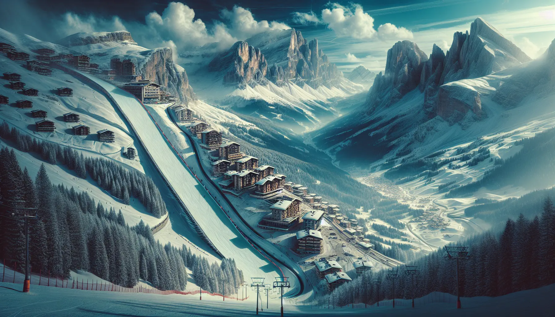 Pista innevata di Madonna di Campiglio durante una gara di sci
