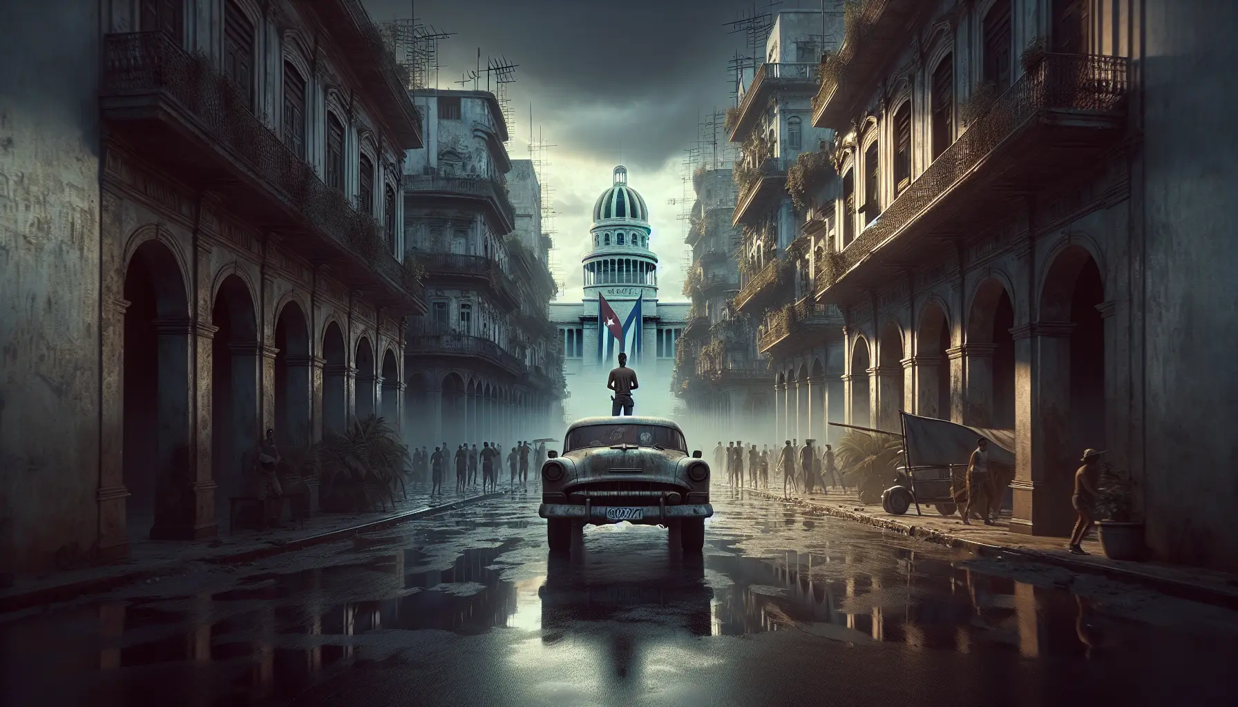 Ritratto di Fidel Castro durante un discorso pubblico, simbolo di una rivoluzione e di un'epoca di cambiamenti in Cuba.