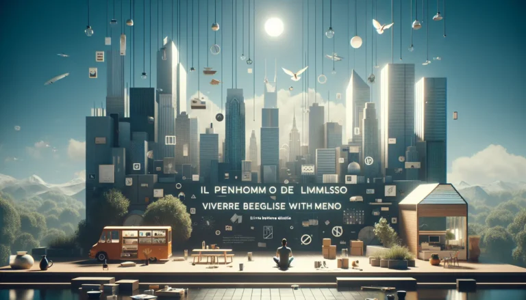 Un interno minimalista con pochi mobili e decorazioni, evidenziando l'armonia e l'essenzialità.