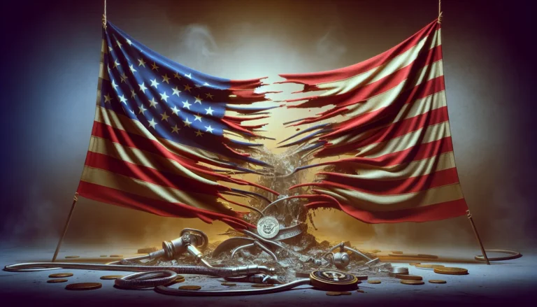 Un'immagine evocativa che rappresenta il potere e la trasparenza nella politica, con un focus sullo scandalo Watergate.