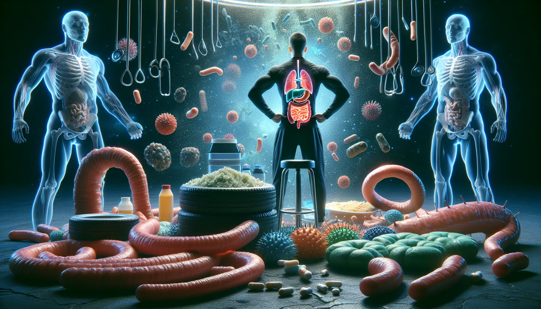 Rappresentazione grafica del microbioma intestinale e della sua importanza per la salute e le prestazioni sportive