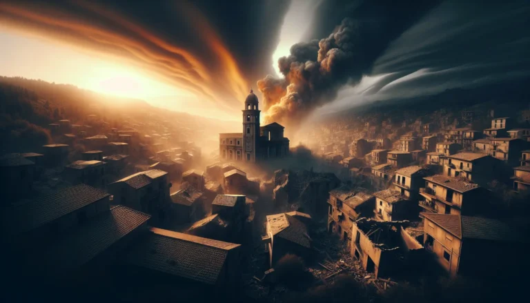 Immagine storica del disastro di Torre Annunziata con rovine e soccorsi