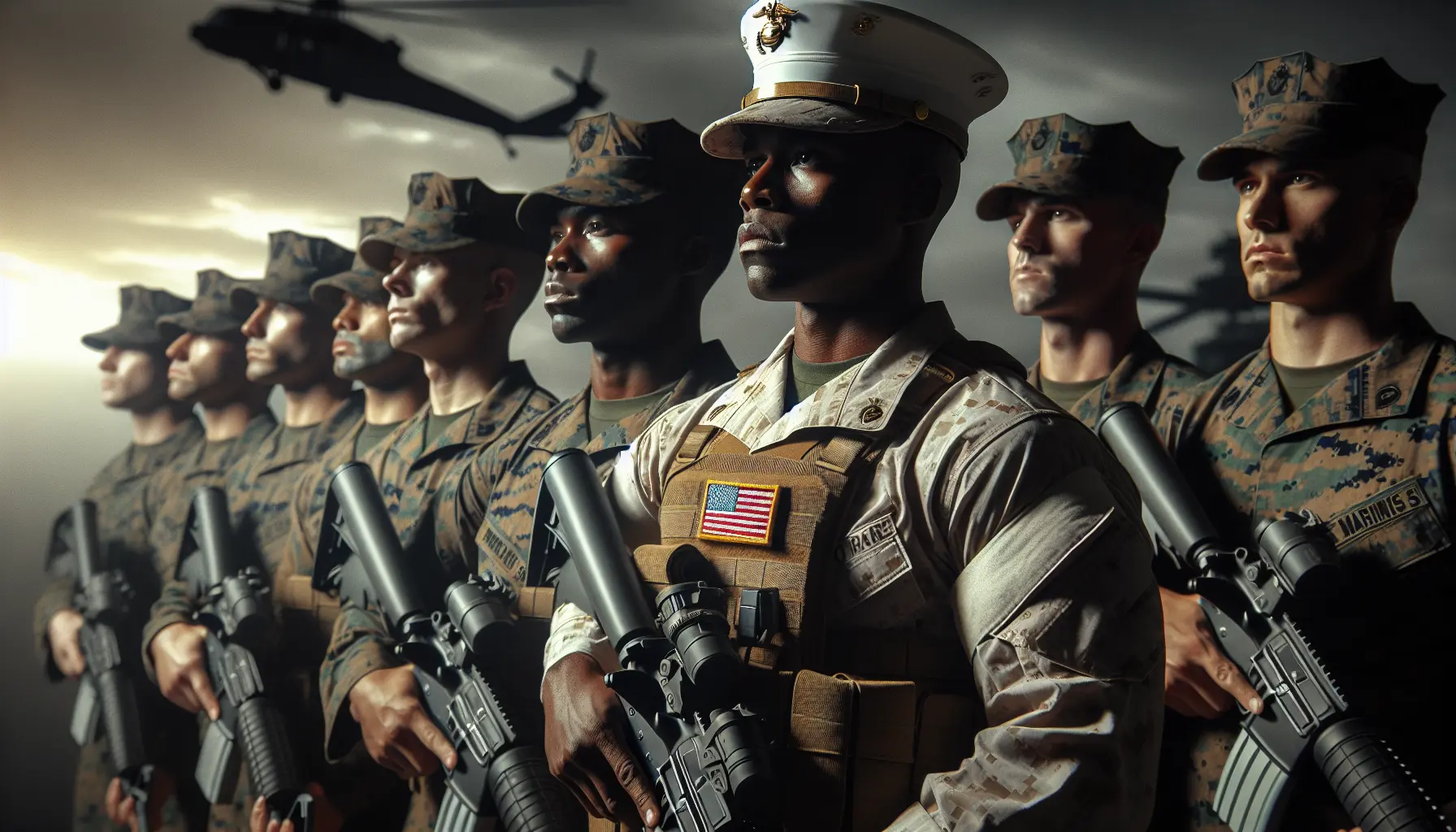 Un gruppo di Marines in uniforme durante una cerimonia, simbolo di onore e dedizione.