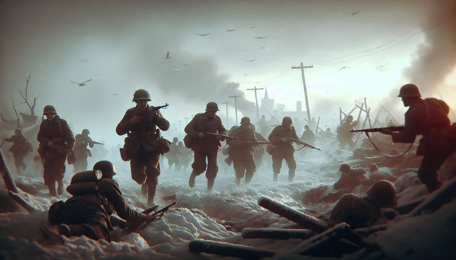 Soldati dell'Armata Rossa durante l'Operazione Vistola-Oder, avanzando in territorio nemico.