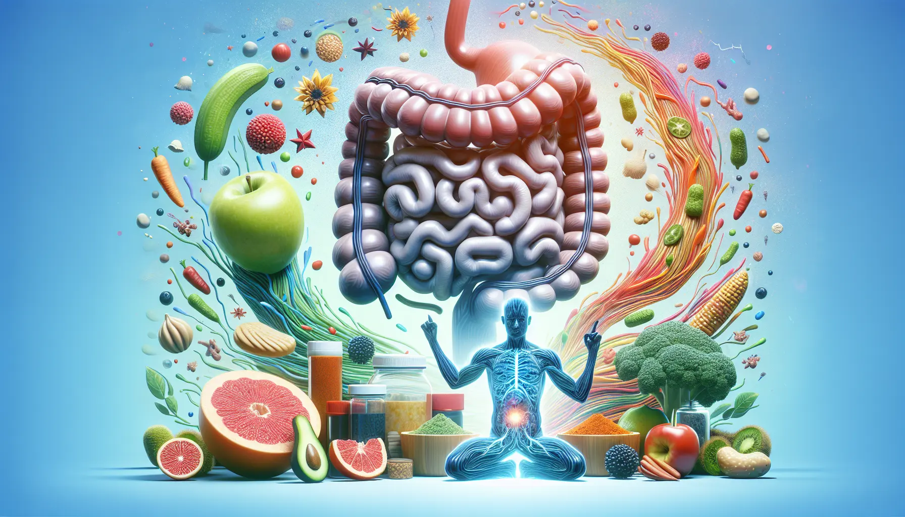 Illustrazione che rappresenta la connessione tra intestino e cervello, evidenziando l'importanza del microbioma per la salute mentale.