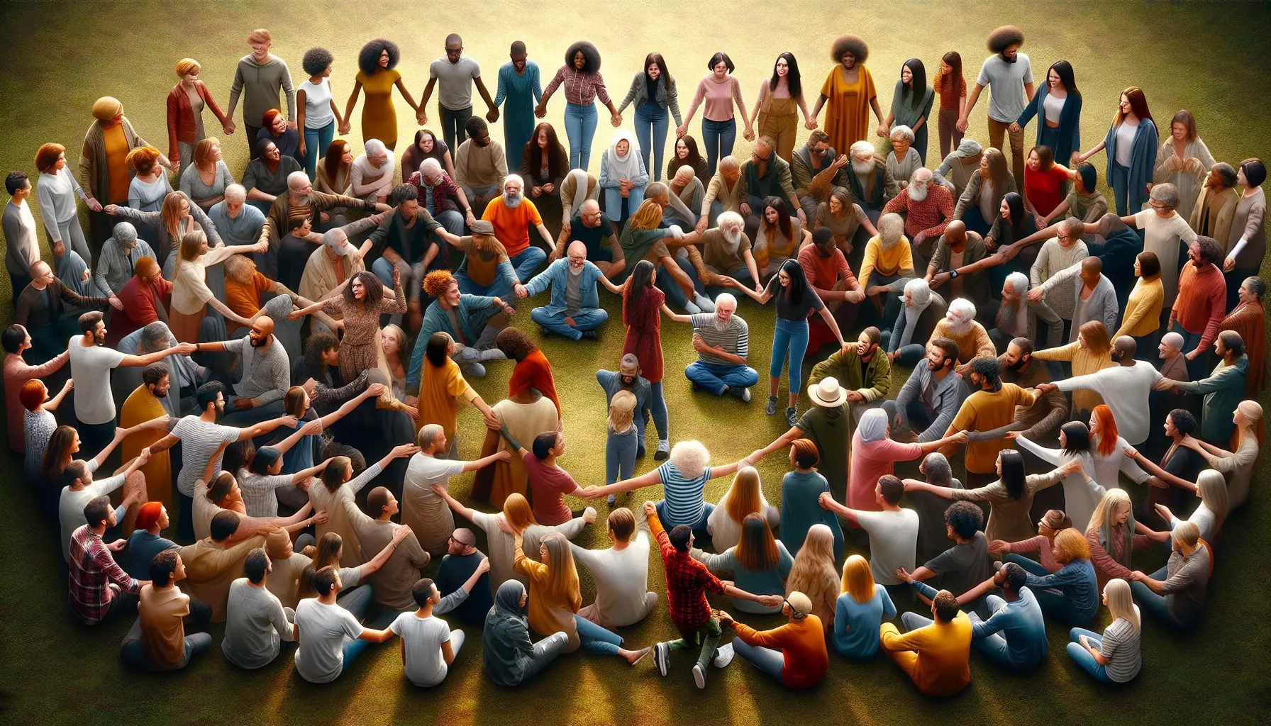 Persone che si abbracciano in un ambiente sereno, simbolo di connessione e affetto umano.