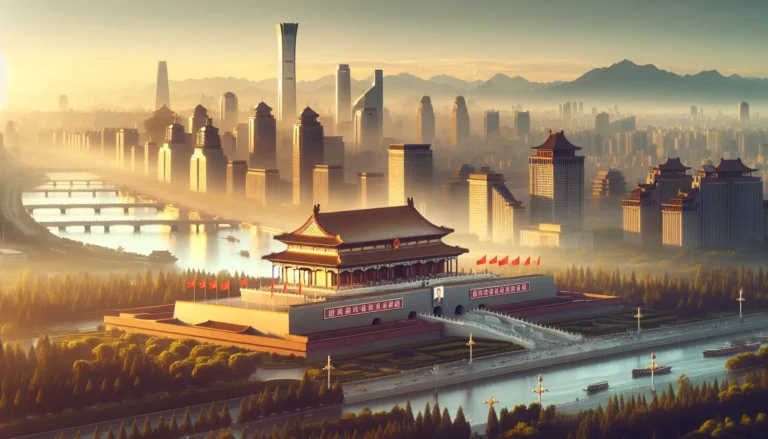 Mappa della Repubblica Popolare Cinese con simboli culturali e politici