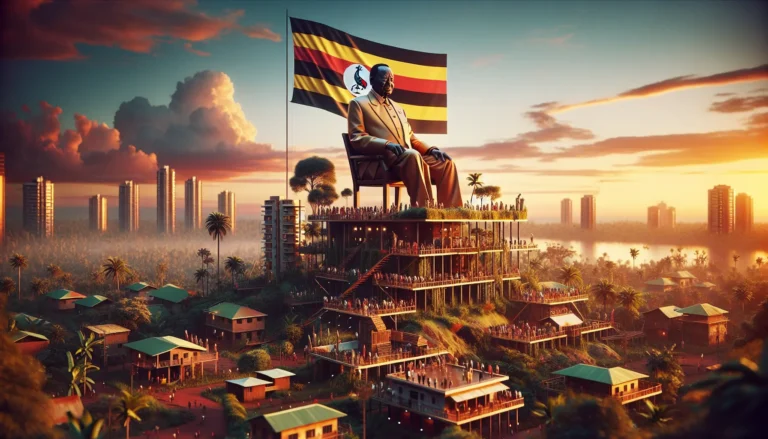 Ritratto di Idi Amin Dada, un leader controverso della storia ugandese, in uniforme militare.