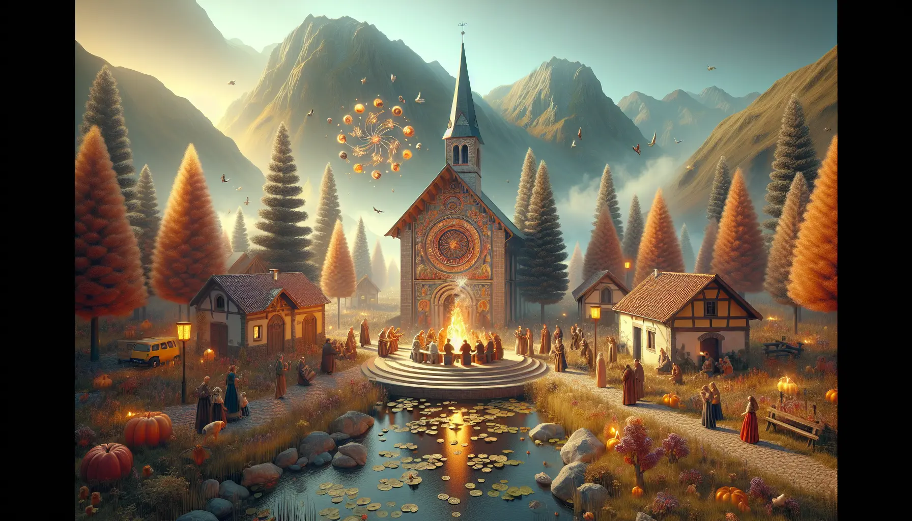 Un narratore racconta storie attorno a un fuoco, circondato da un pubblico affascinato che ascolta attentamente