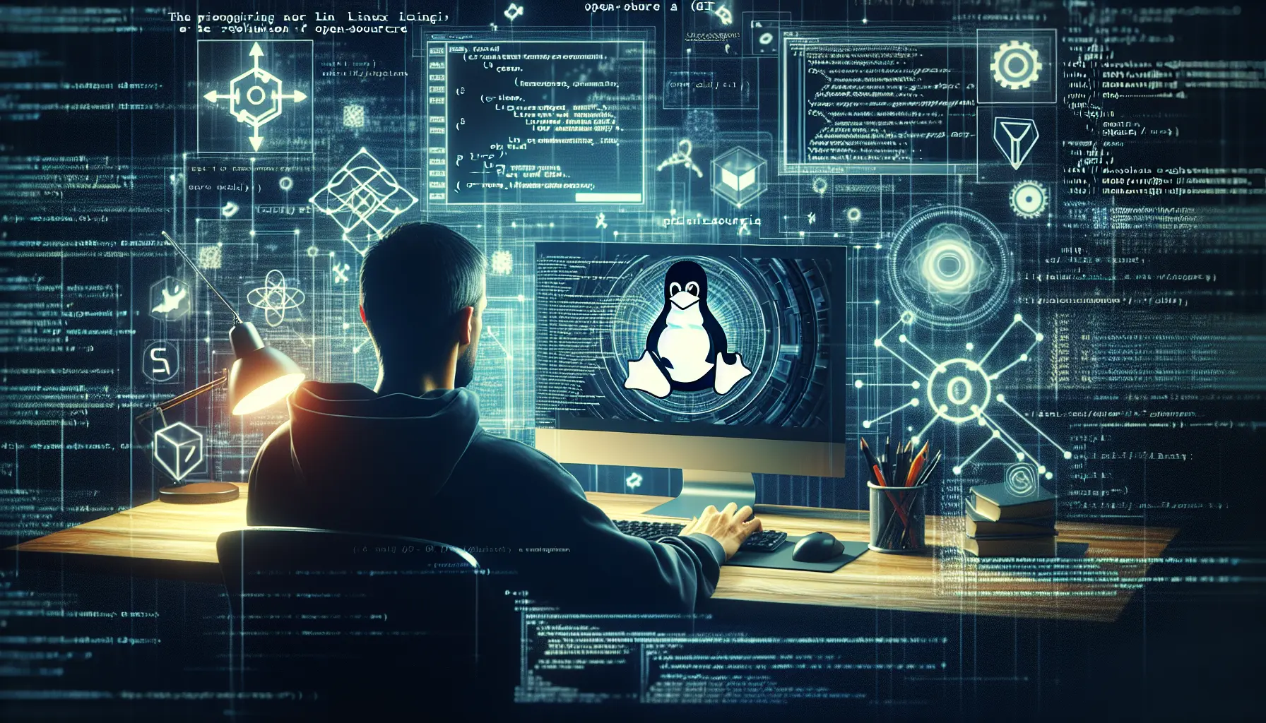 Ritratto di Linus Torvalds, creatore di Linux e Git, simbolo dell'innovazione nel software open source.