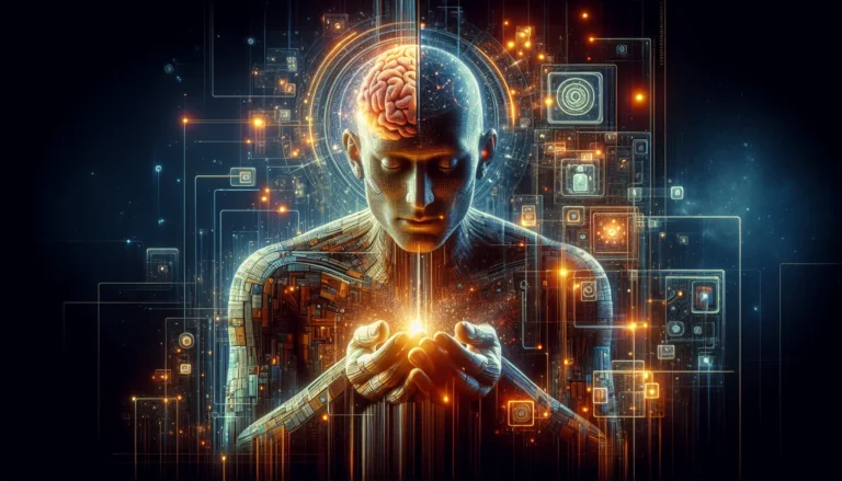 Un'immagine che rappresenta una persona che medita con uno smartphone, simbolizzando l'integrazione della tecnologia nella pratica della mindfulness.