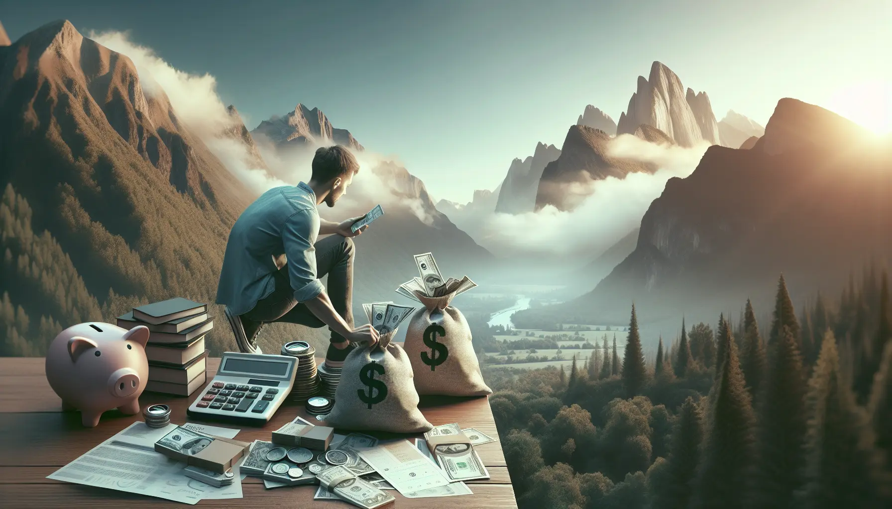 Un'immagine che rappresenta il minimalismo finanziario, con oggetti essenziali disposti su uno sfondo pulito e ordinato.