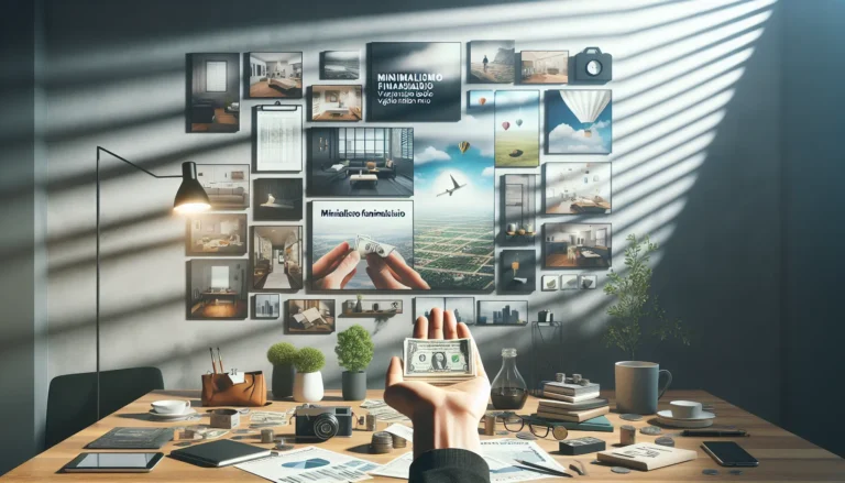 Una famiglia felice che vive in un ambiente minimalista, circondata da pochi ma significativi oggetti.