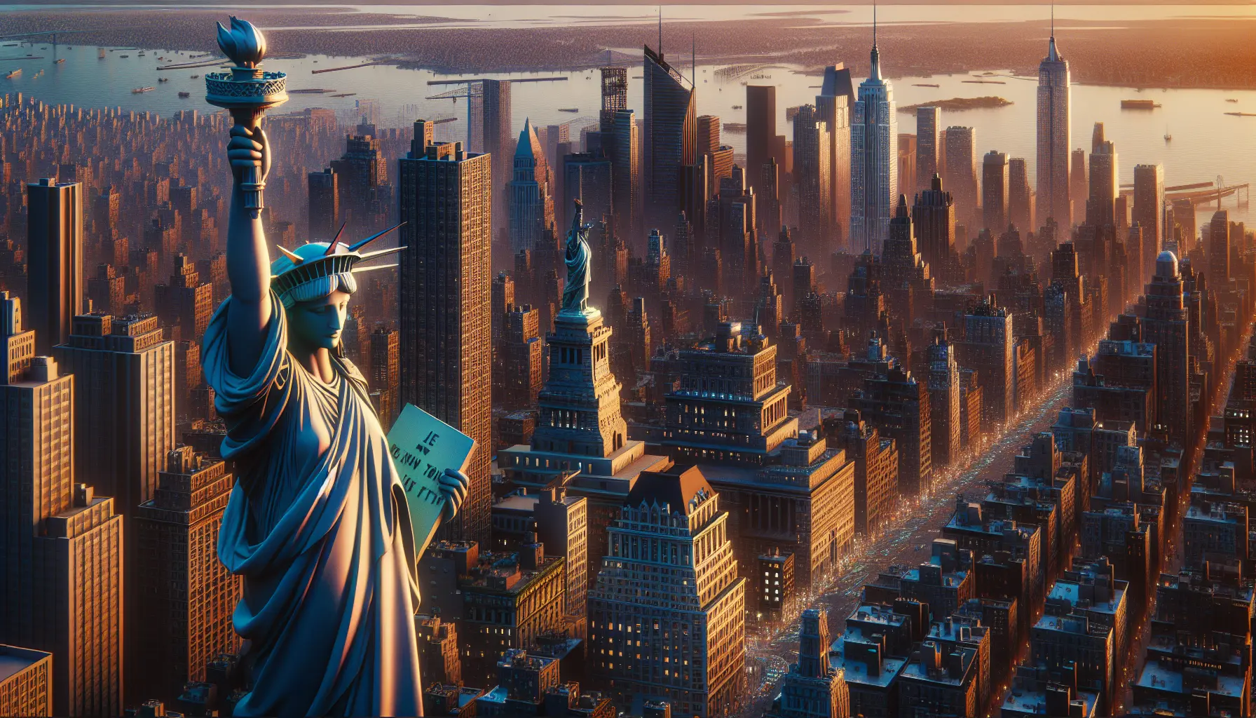 Vista panoramica di New York con i suoi grattacieli iconici e Central Park in primo piano.
