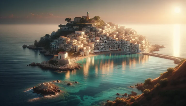 Vista panoramica di Scilla con il mare cristallino e il borgo pittoresco