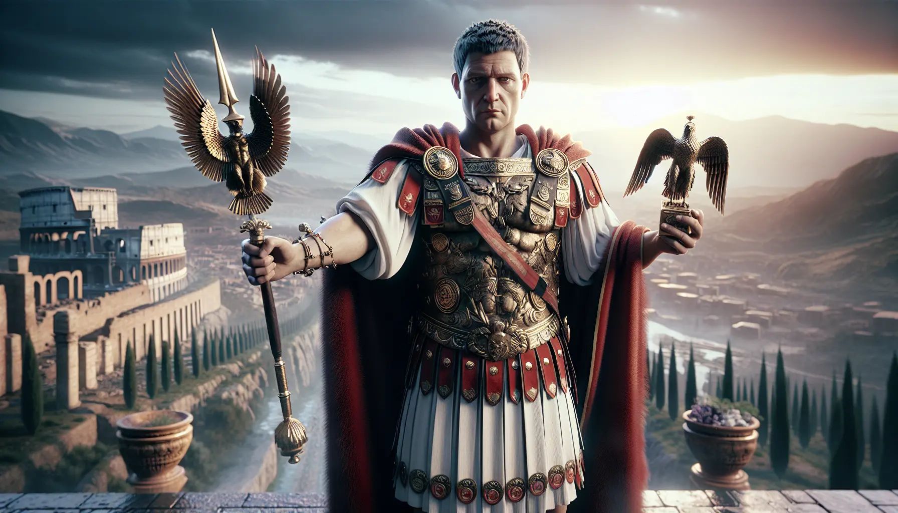 Ritratto di Tiberio Claudio Cesare Augusto Germanico, imperatore romano, in un contesto storico.