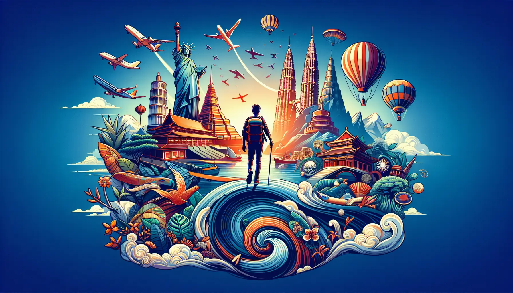 Un viaggiatore solitario esplora un paesaggio mozzafiato in Islanda, circondato da cascate e montagne.