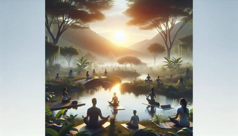 Un'immagine che rappresenta pratiche di rilassamento come meditazione e yoga in un ambiente sereno.
