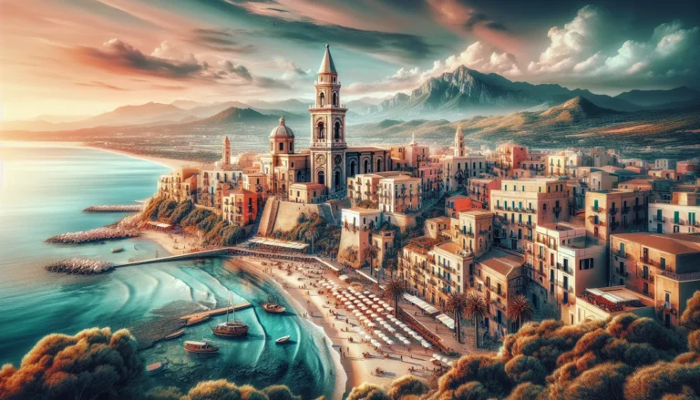 Panorama di Cagliari con il mare e le colline sullo sfondo