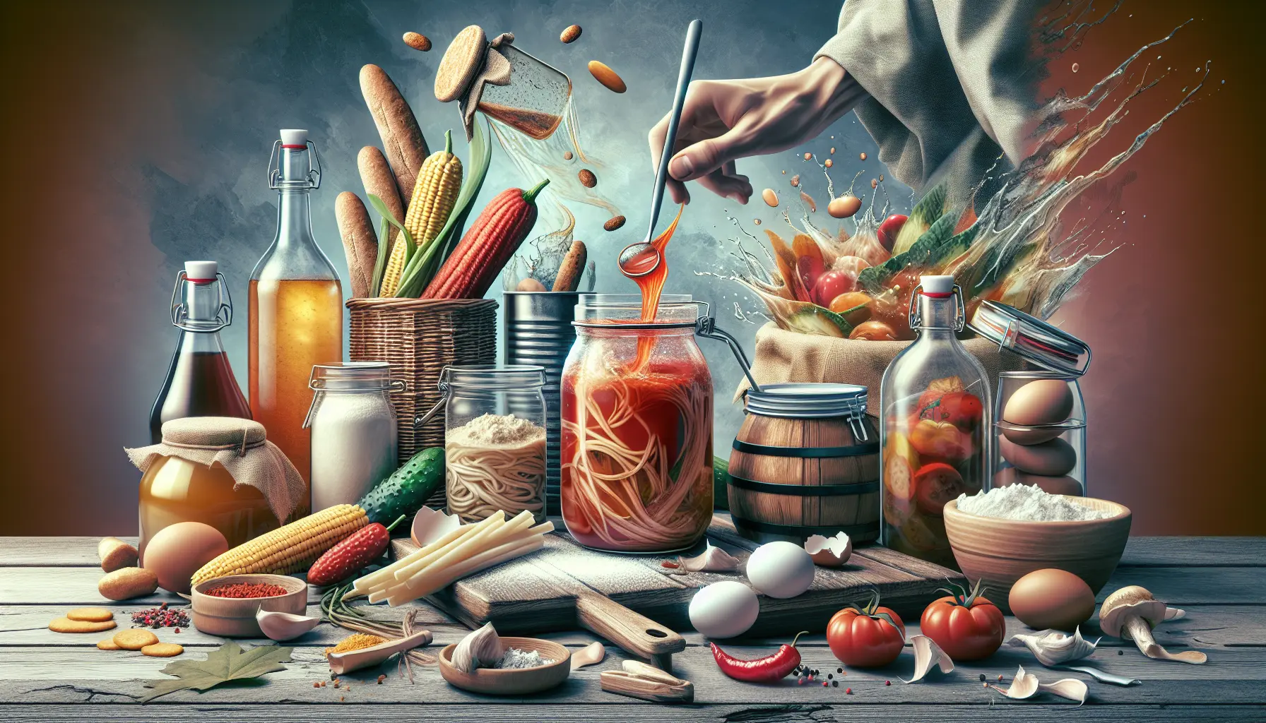 Barattolo di crauti fermentati con spezie e verdure fresche, simbolo della fermentazione casalinga