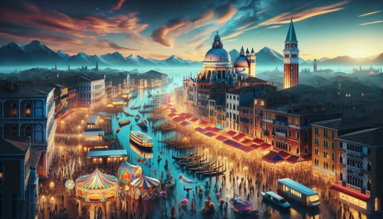 Un gruppo di persone che partecipa a un festival culturale, circondato da colori e festeggiamenti.