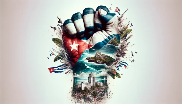 Ritratto di Fidel Castro durante un discorso pubblico, simbolo di una rivoluzione e di una lotta per la giustizia sociale.