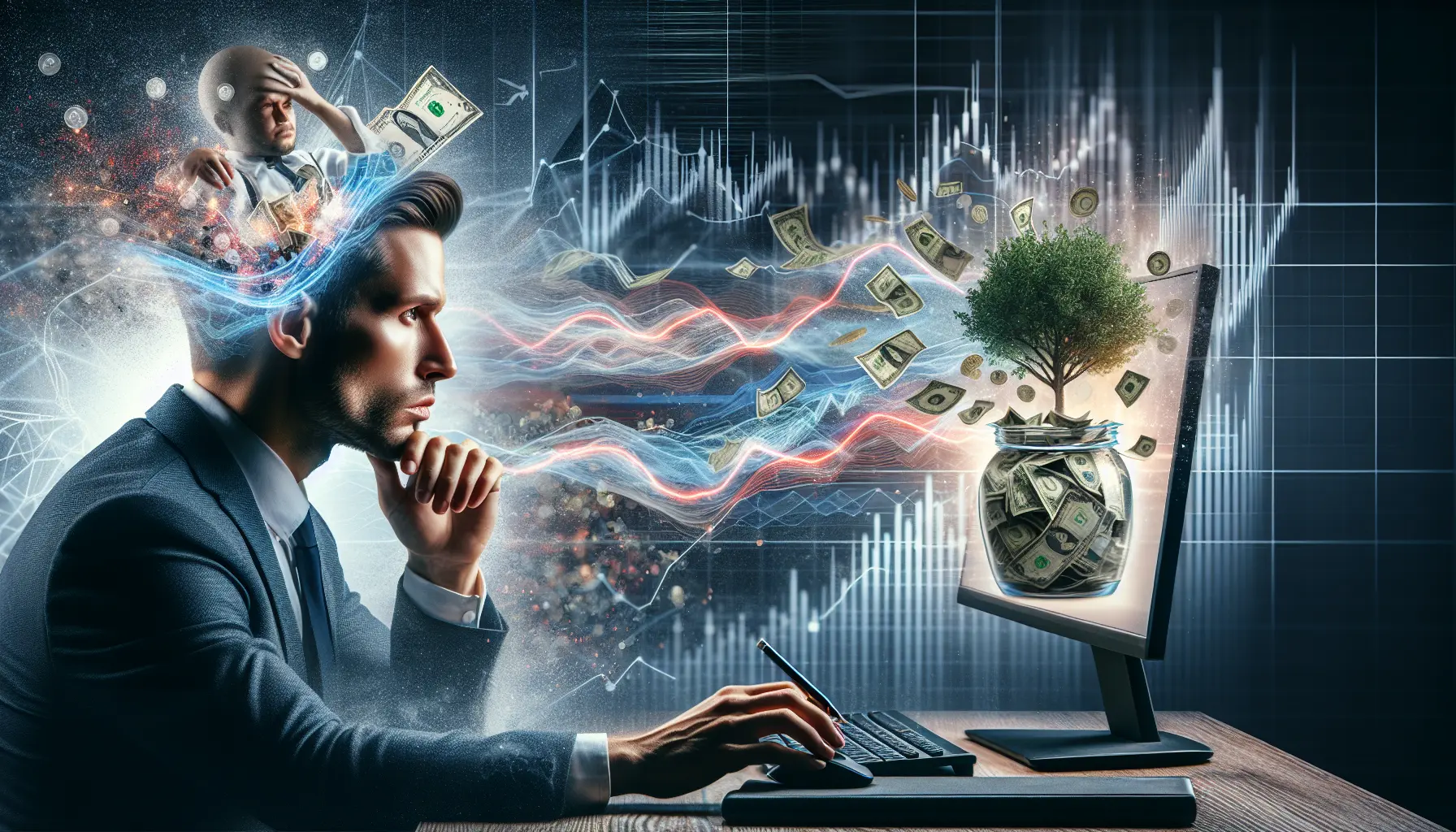 Una giovane donna che riflette su come risparmiare mentre guarda un negozio di elettronica.