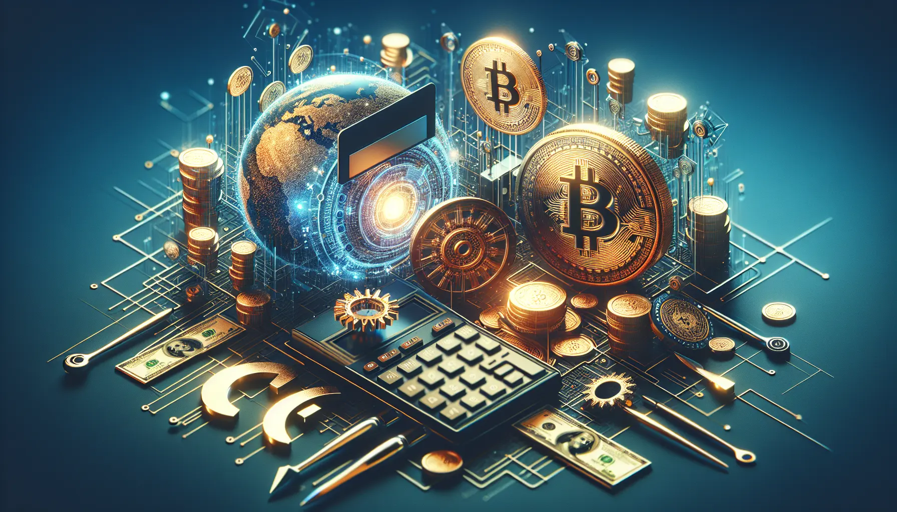 Rappresentazione grafica di fintech e criptovalute, simboli di innovazione finanziaria