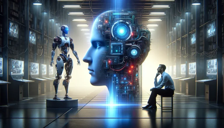 Un'immagine di un supercomputer che simboleggia l'intelligenza artificiale e la sfida tra uomo e macchina.