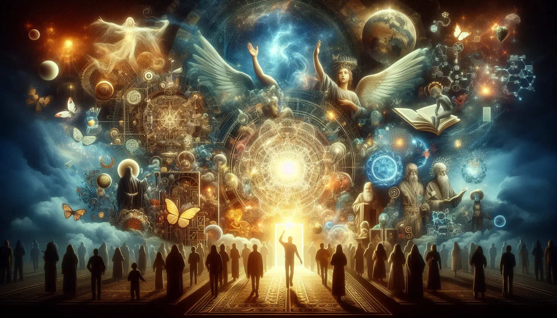 Un'immagine evocativa di un libro di fiabe aperto, circondato da elementi naturali e simboli di diverse culture.