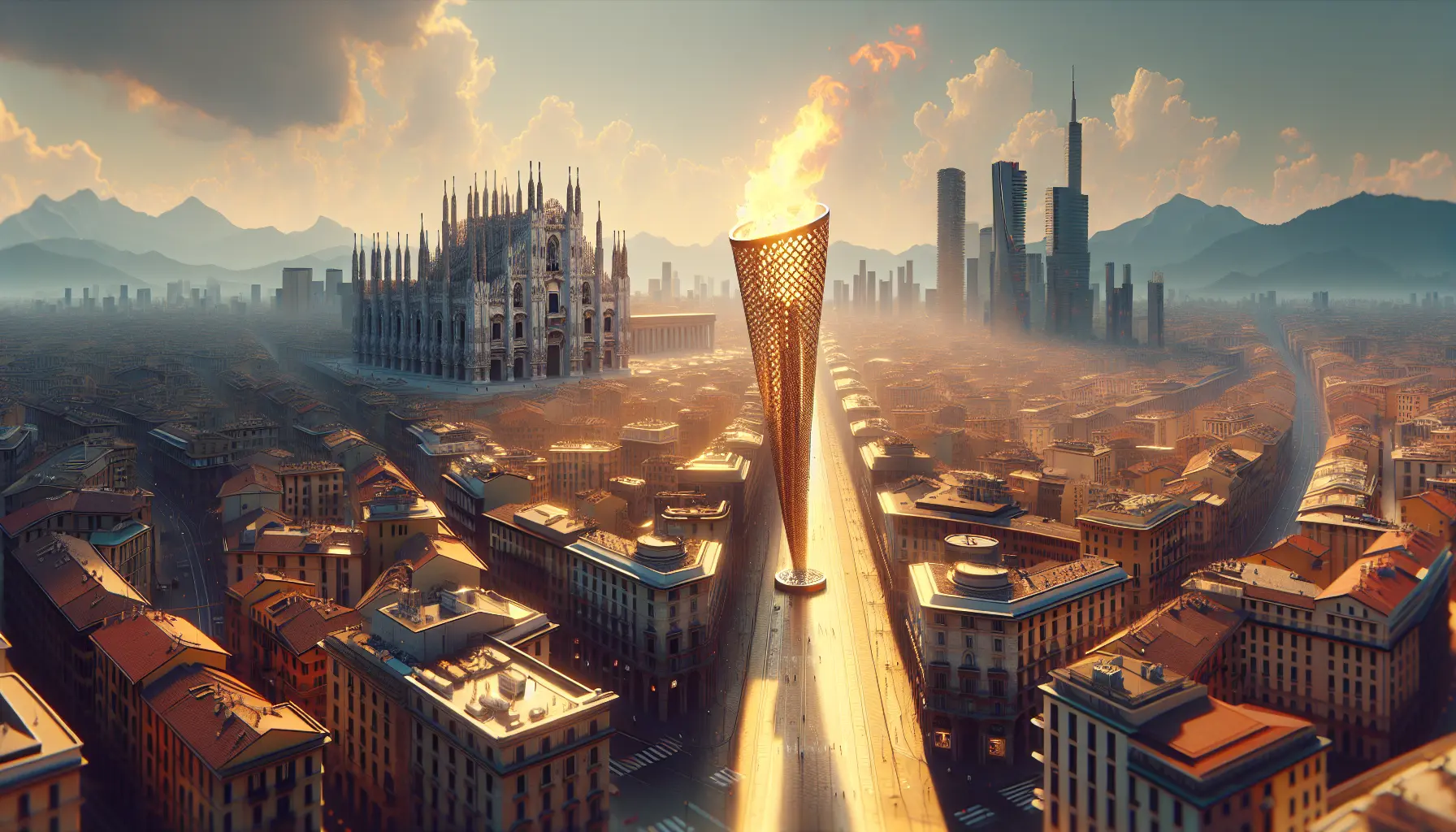 La fiamma olimpica che attraversa Milano, illuminando la città con il suo calore e simbolismo.