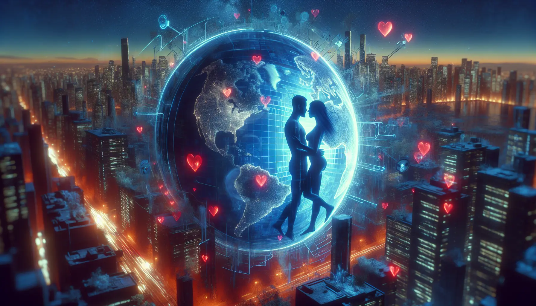 Due persone che si connettono attraverso un dispositivo digitale, simbolo delle relazioni moderne nell'era digitale.