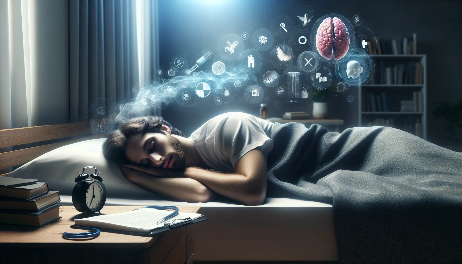 Un'immagine che rappresenta il concetto di sonno polifasico, con una persona che riposa in diverse posizioni durante il giorno.