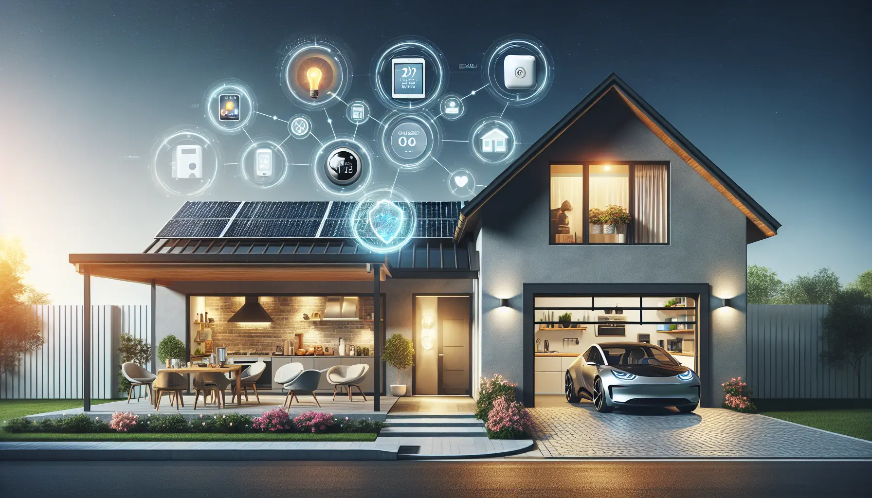Interno di una casa intelligente con dispositivi IoT interconnessi