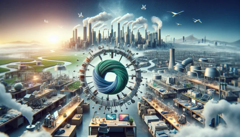 Immagine rappresentativa di abbigliamento sostenibile e moda circolare, con vestiti colorati appesi a un filo in un ambiente naturale.