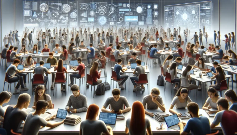 Studenti che utilizzano strumenti digitali per studiare e collaborare