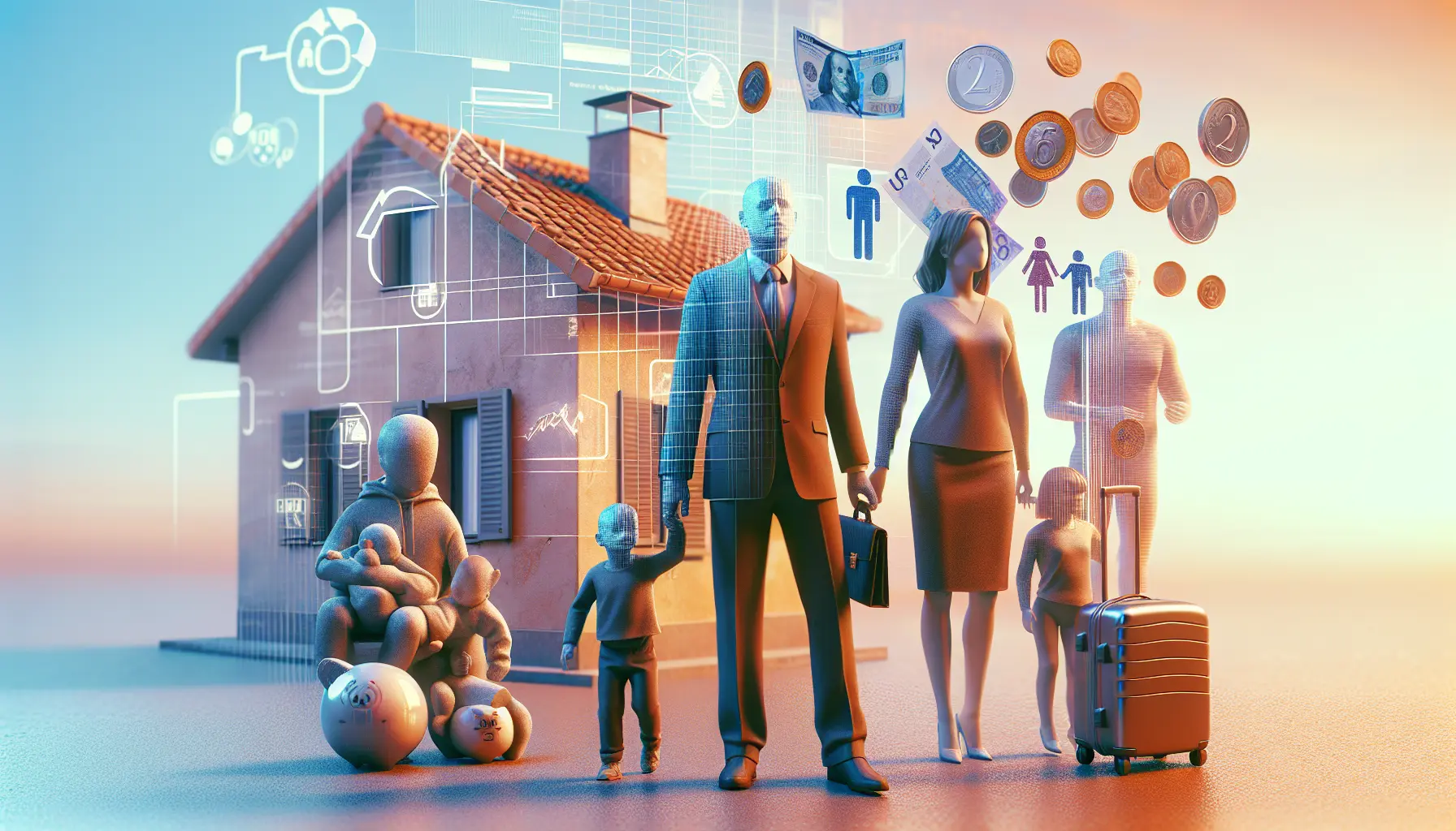 Famiglia italiana che riceve supporto economico attraverso l'assegno di inclusione