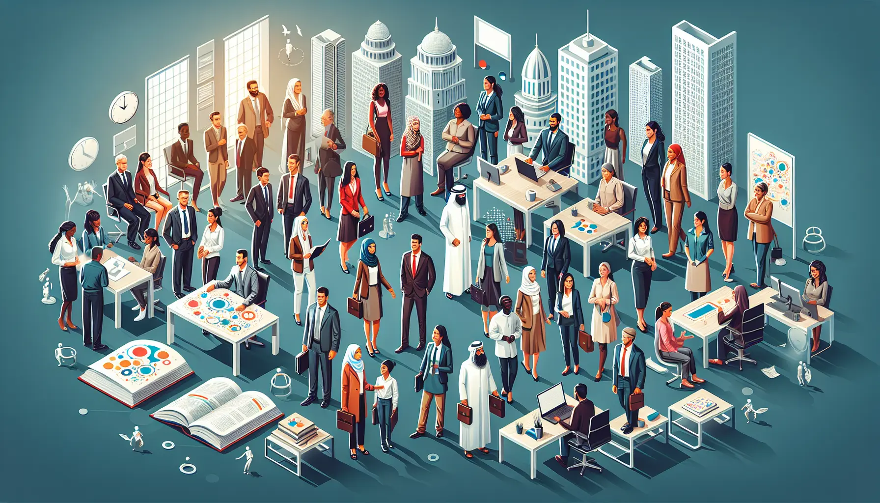 Un gruppo di persone di diverse origini culturali che collaborano in un ambiente di lavoro inclusivo.