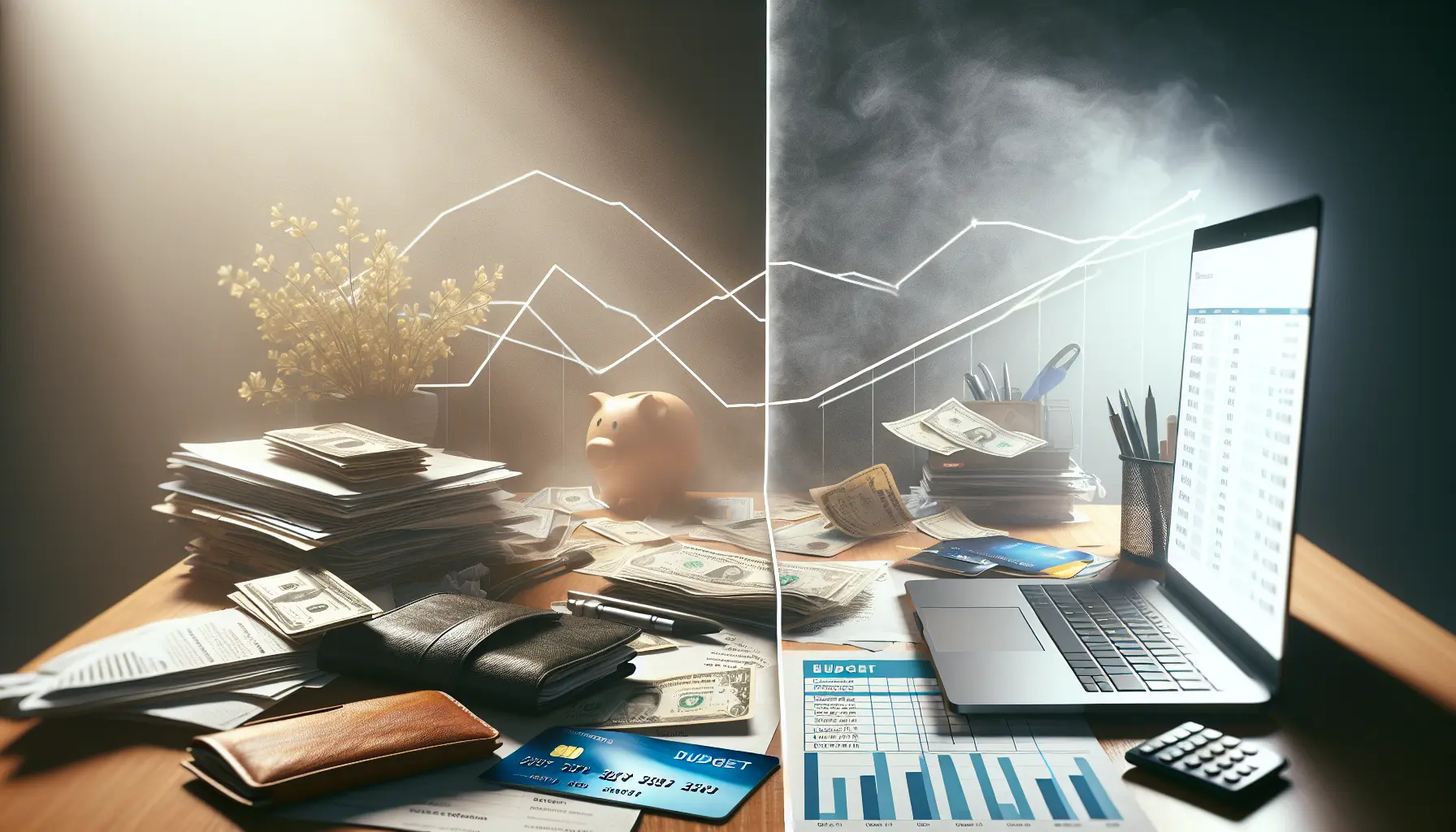 Un'immagine che rappresenta il minimalismo finanziario, con elementi essenziali e un ambiente ordinato.