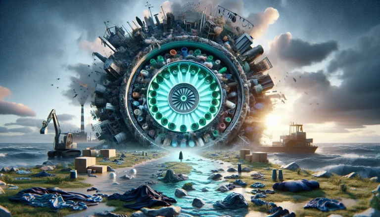 Un mercato di moda sostenibile con vestiti colorati e artigiani al lavoro