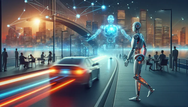 Un robot interagisce con un bambino in un ambiente educativo, simboleggiando l'integrazione della tecnologia nelle relazioni umane.