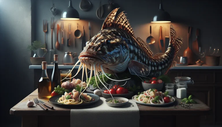 Un piatto di pesce liocorno grigliato con contorno di verdure fresche