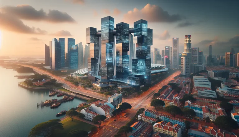 Vista panoramica di Singapore con il Marina Bay Sands e il giardino botanico, che rappresentano l'incontro tra modernità e tradizione.