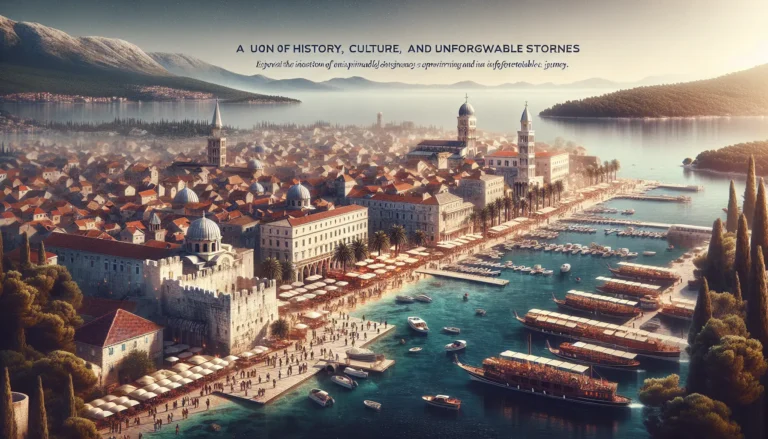 Vista panoramica di Spalato con il Palazzo di Diocleziano e il mare cristallino