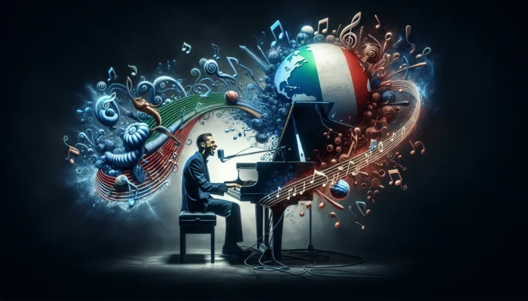 Stefano Bollani mentre suona il pianoforte durante un concerto, esprimendo emozione e creatività attraverso la sua musica.