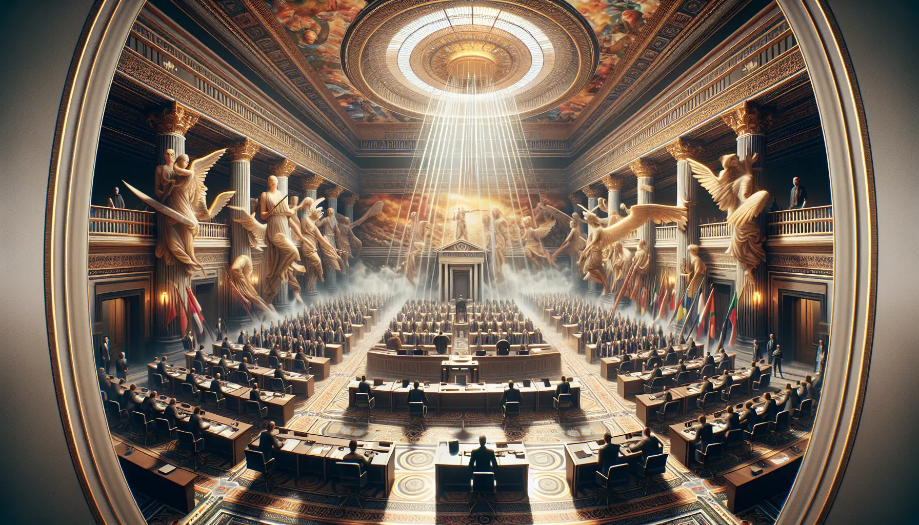 Immagine di persone in discussione in un contesto giuridico alternativo, rappresentante l’idea del Tribunale del Popolo.