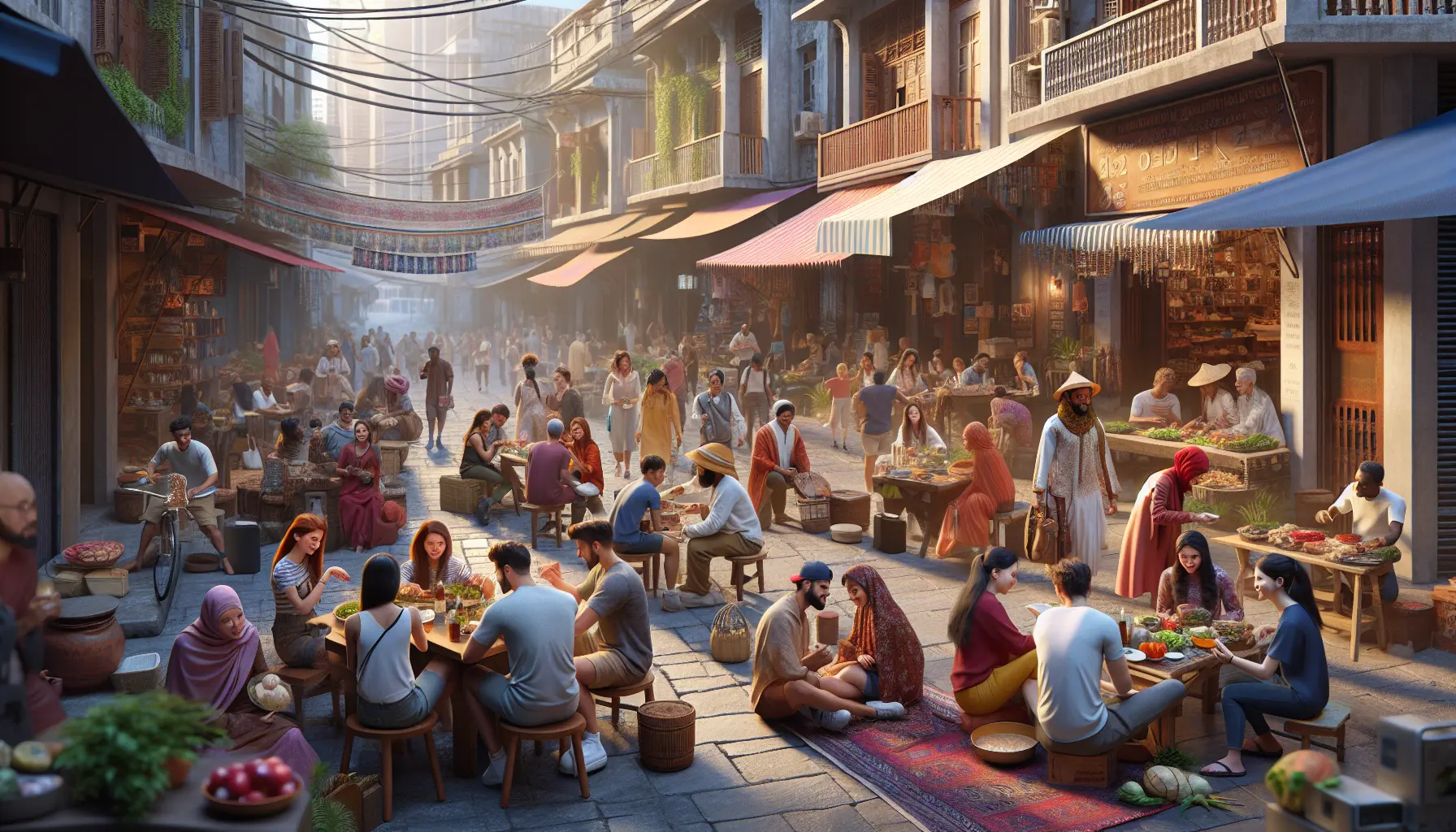 Studente che partecipa a un corso di cucina locale in un mercato tradizionale