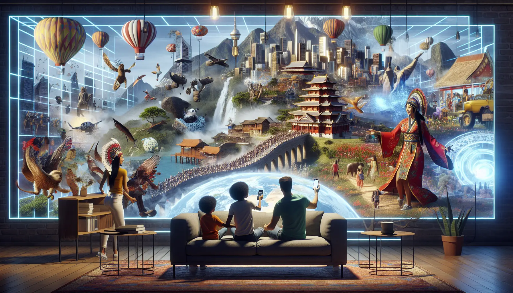 Un bambino che esplora un museo virtuale attraverso un computer, immerso in un'esperienza culturale interattiva.